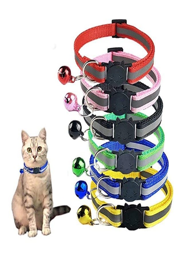 Pups&Pets Reflective Cat Collar - 10 MM Adjustable Nylon Cat Safety Collars with Bell for Small Dogs, Puppies and Cat - Color As Per Availability - 1 Pcs in Pack - Image 1